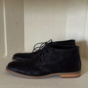 Black Leather Deer Stags Men's Shoes